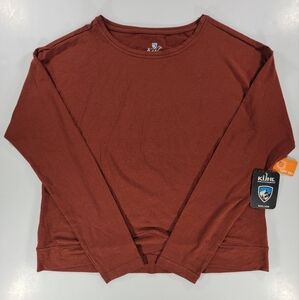 NEW Women's KUHL Suprima Long Sleeve Shirt Boat Neck Red Rock Large Slub NWT